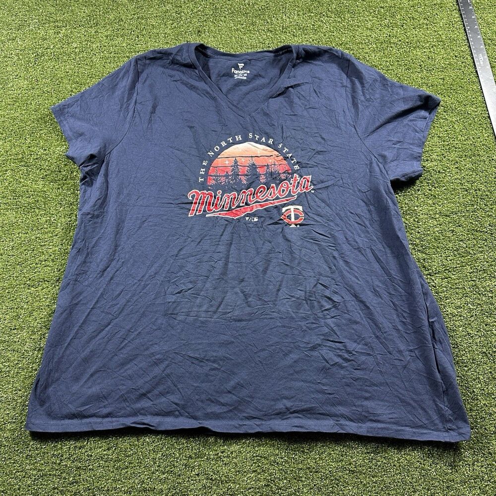 Minnesota Twins Fanatics Women's 3XL Navy V-Neck T-Shirt NWOT mlb